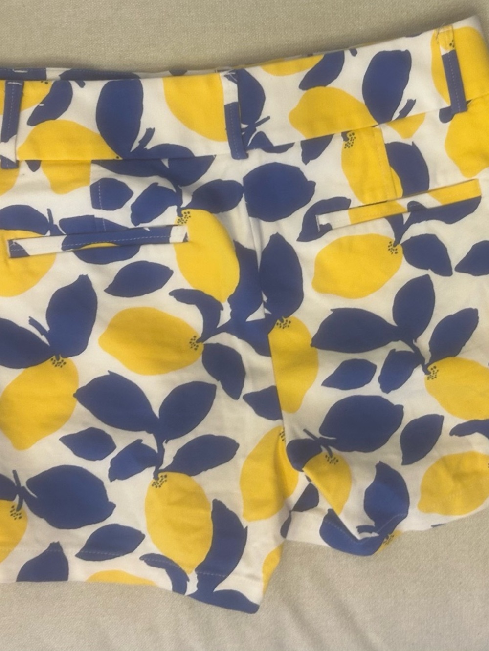 LOFT Yellow and Navy Lemon-Print Shorts - Picture 2 of 4